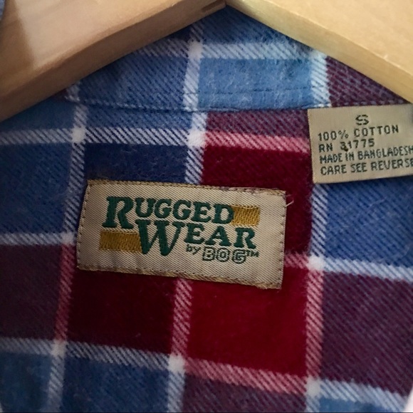 Vintage Buffalo Check Plaid Flannel Red Blue Button Down Shacket Shirt Jacket - Picture 3 of 5